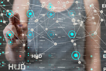 Neural network 3D illustration. Big data and cybersecurity