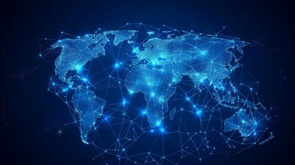 Fototapeta premium World map, digital information network
