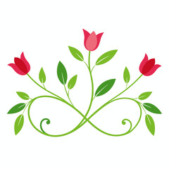 Tulips forming an elegant border on white background