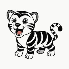 Cute baby tiger roaring vector illustration