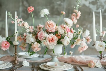 Elegant Floral Dining Table Setup