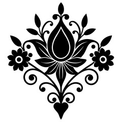 Floral shapes and ornamental designs vector silhouette