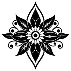 Floral shapes and ornamental designs vector silhouette