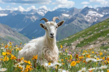 Obraz premium Goat in Alpine Meadow