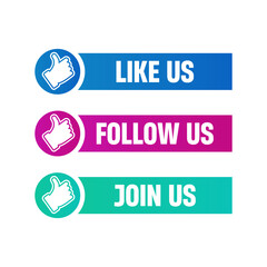 Follow us,like us and join us flat vector banner design