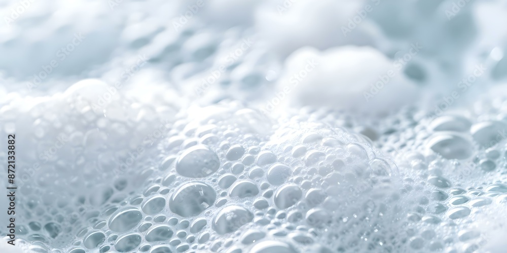 Poster creating a realistic 3d foam lather effect in a bathtub with soapy bubbles. concept bath foam, bubbl