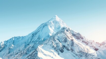 Snowy Mountain Peak Against a Clear Blue Sky