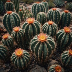 Fototapeta premium Survivor's Beauty: A Blooming Cactus in the Desert Heat