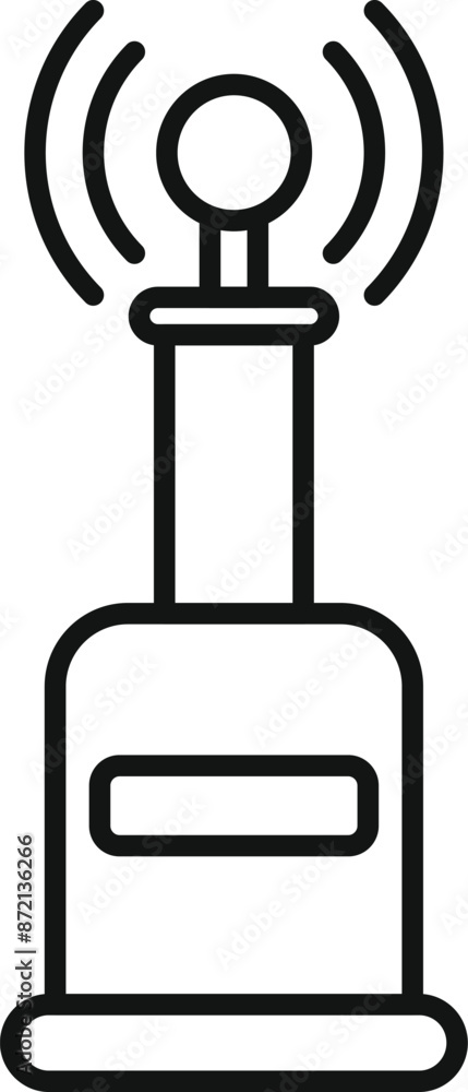 Poster wifi router emitting signal icon in outline style for web design isolated on white background