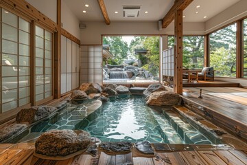 Fototapeta premium Japanese indoor hot spring