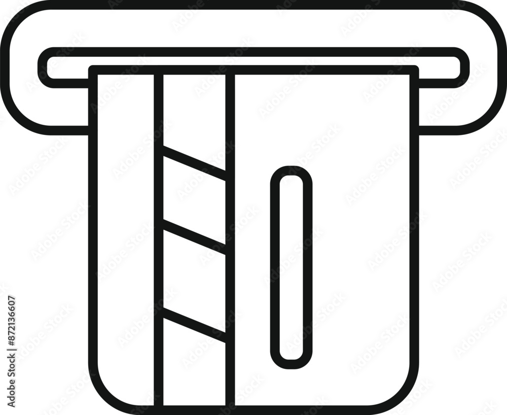 Poster line icon of a credit card being inserted into a pos terminal for payment
