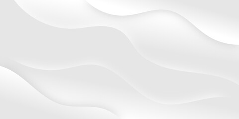 White and light gray abstract wave gradient luxury texture paper wave background. Smooth and clean modern abstract wave curve line banner background design. Vector illustration.