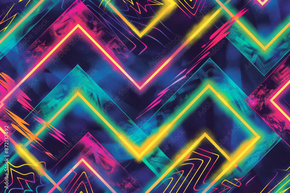 Poster a colorful pattern of squares and triangles