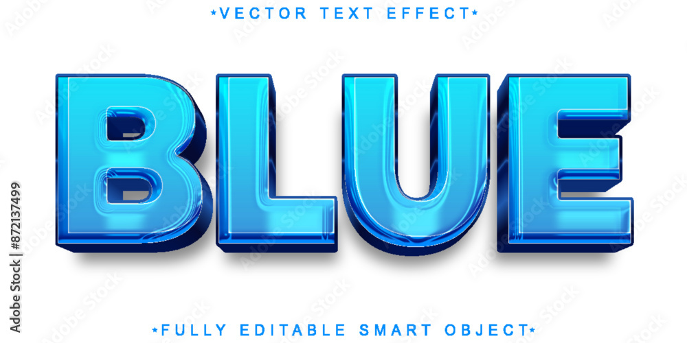 Poster shiny blue vector fully editable smart object text effect