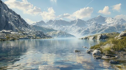 Obraz premium Mountain Lake Landscape in Summer