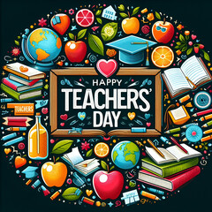 Happy teachers day square social media post design