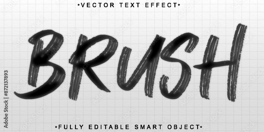 Poster black brush vector fully editable smart object text effect