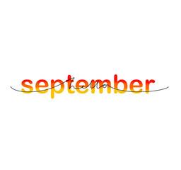 Hello September illustrated hand writing calligraphy vector graphic with transparent background 