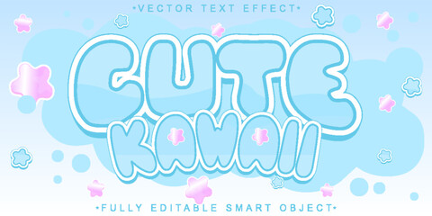 Cute Kawaii Soft Vector Fully Editable Smart Object Text Effect