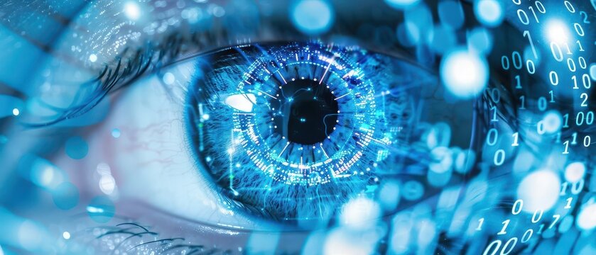 Biometric monitoring in remote health services theme top view ensuring patient safety digital binary as object vivid