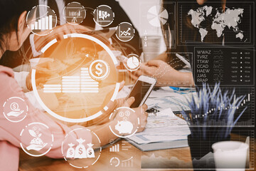 Finance and Money Transaction Technology Concept. Icon Graphic interface showing fintech trade...