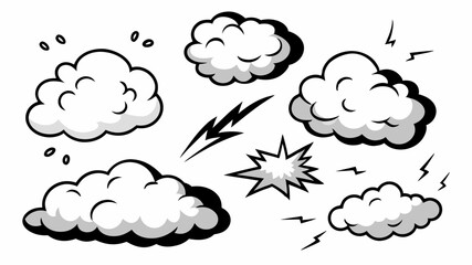 A drawing of thunderstorm clouds in black and white