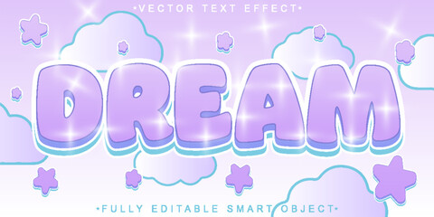 Dream Cute Kawaii Soft Vector Fully Editable Smart Object Text Effect