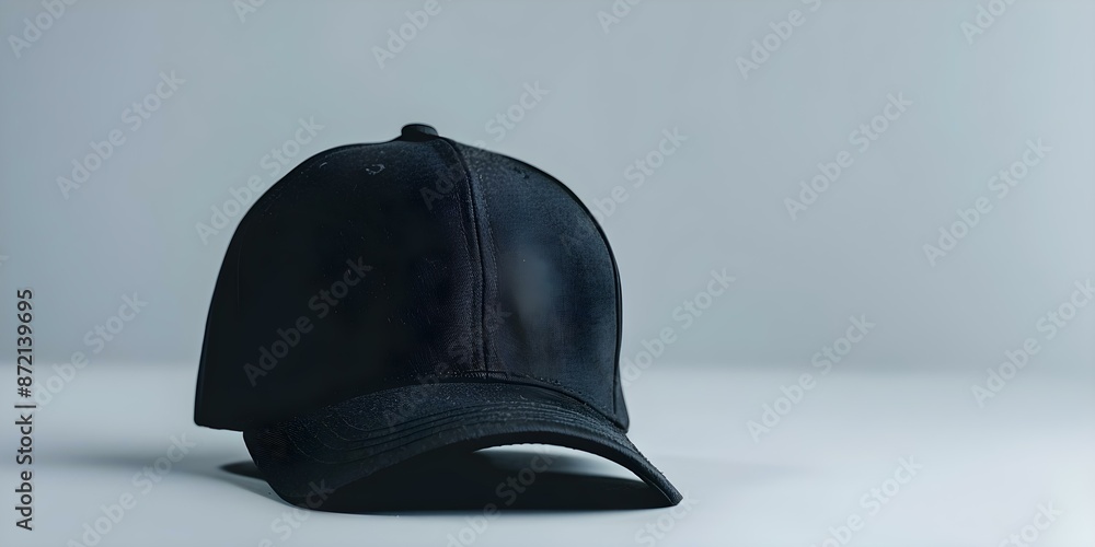 Wall mural Black Baseball Cap Mockup Perfect for Branding and Logo Placement. Concept Fashion, Accessories, Marketing, Branding, Mockup