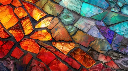 Colorful Mosaic Art with Varied Shapes and Hues