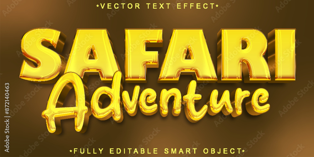 Poster shiny orange safari adventure vector fully editable smart object text effect