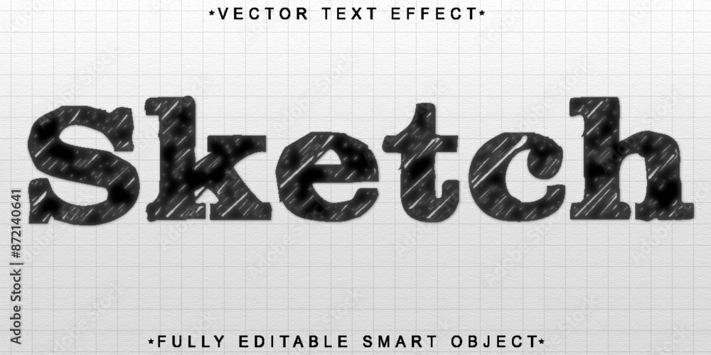 Poster paper sketch vector fully editable smart object text effect