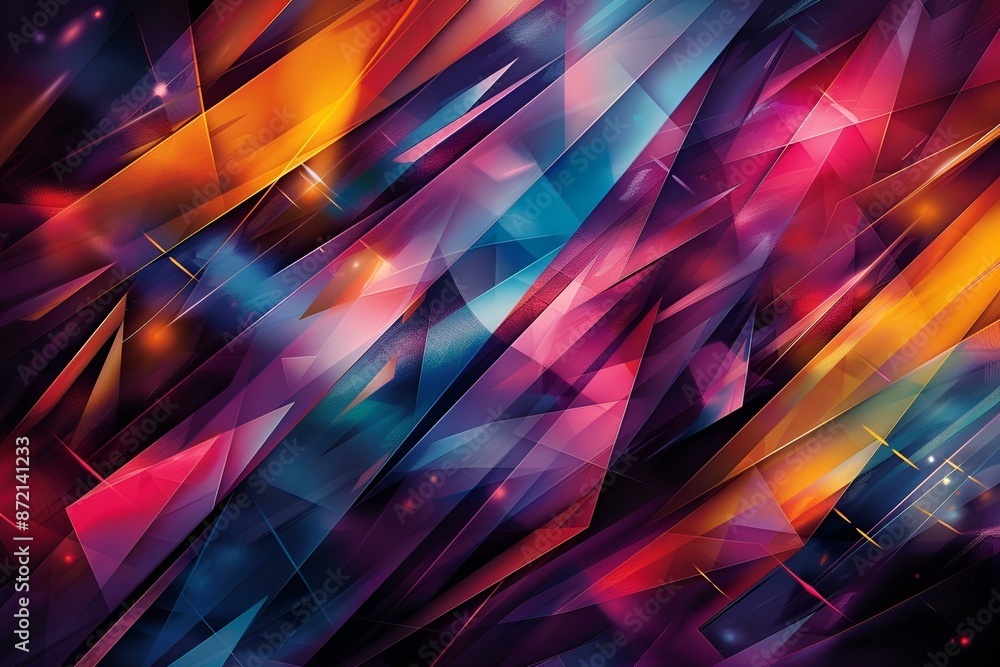 Poster colorful triangles create a vibrant abstract background, adding a modern touch to any design.