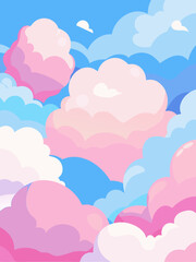 A beautiful sky with pink and blue clouds floating peacefully
