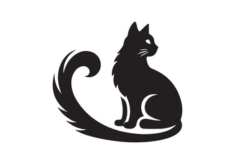 Cat logo vector silhouette illustration.