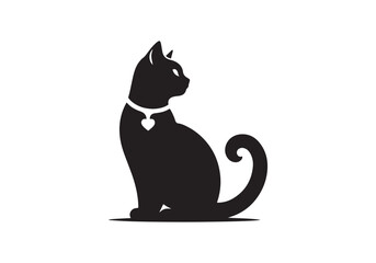 Cat logo vector silhouette illustration.