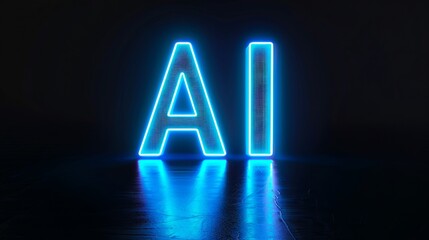 Ai is a neon sign in the dark.