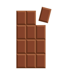 Chocolate bar on white background, vector illustration. Milk chocolate. Broken Chocolate bar isolated on a white background. Cocoa and confectionery industry concept.