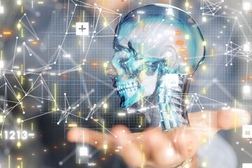 digital medical futuristic interface 3D rendering