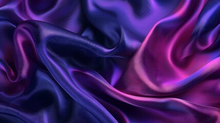 Fototapeta premium Dark blue purple pink silk satin. Abstract elegant background for design. Color gradient. Silky smooth fabric. web banner. Flat lay, top view table. Birthday, Christmas, Valentine, New Year design