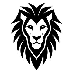 Abstract lion face logo black and white silhouette vector illustration