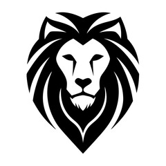 Abstract lion face logo black and white silhouette vector illustration