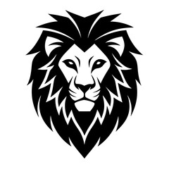 Abstract lion face logo black and white silhouette vector illustration