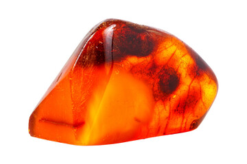Amber mineral stone on white background close up