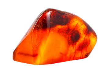 Amber mineral stone on white background close up