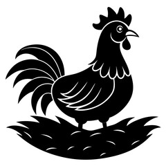 Frizzle Chicken silhouette vector illustration
