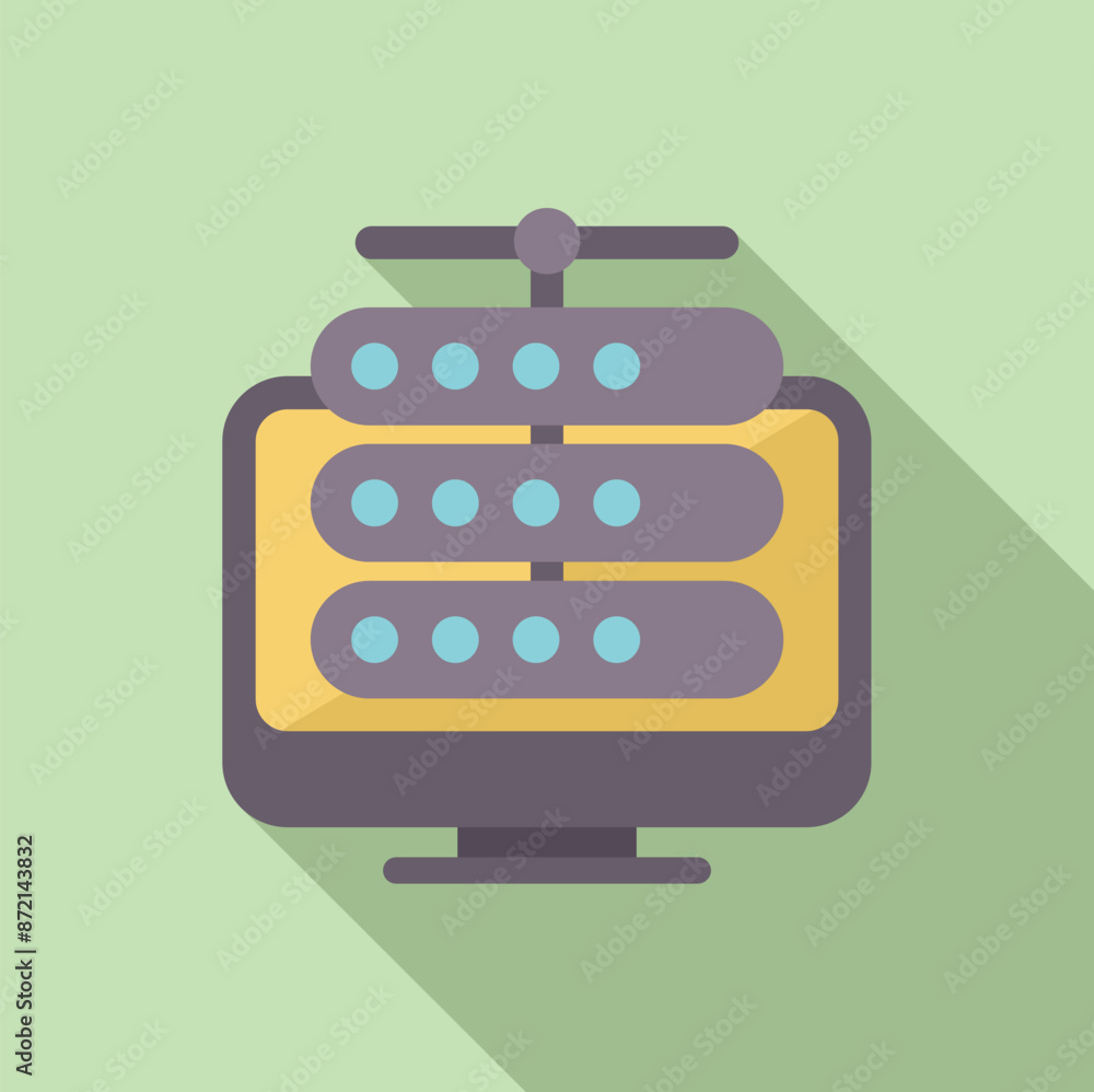 Poster illustration of a computer hosting server database icon showing data center concept