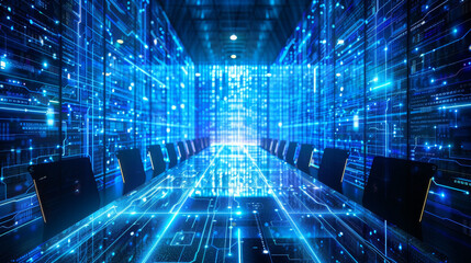 Fototapeta premium A futuristic meeting room equipped with AI technology to facilitate easier communication and collaboration