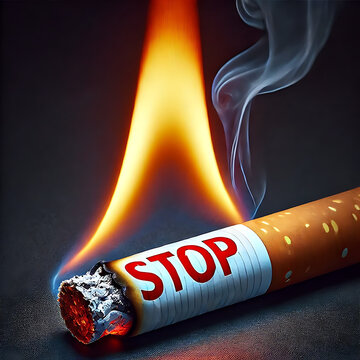 Gros plan sur une cigarette avec "STOP", illustration percutante contre le tabagisme