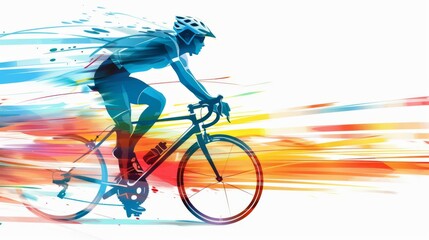 of a person air cycling with motion blur, white background, dynamic fitness
