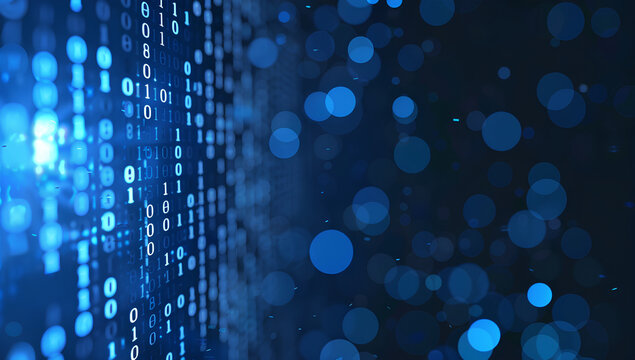 Abstract blue binary code background